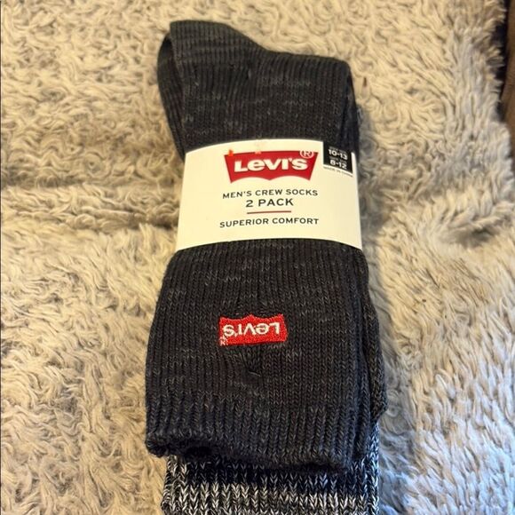 Levi's Black Casual Crew Socks with Ribbed Texture - Picture 1 of 3